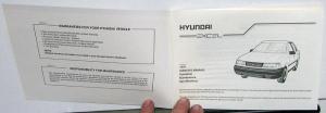 1992 Hyundai Excel Owners Manual and Handbook & Supplement in Case
