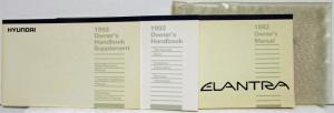 1992 Hyundai Elantra Owners Manual and Handbook & Supplement in Case