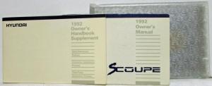 1992 Hyundai Scoupe Owners Manual and Handbook Supplement in Case