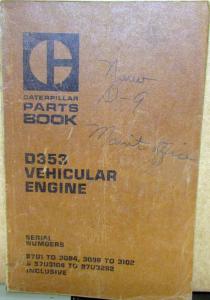 1975 Caterpillar D353 Vehicular Engine Parts Book Serial Numbers 97U1 97U3