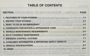 1997 Hyundai Accent Owners Manual