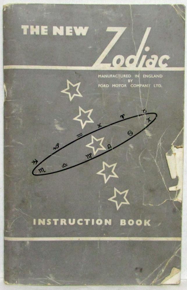 1957 Ford Zodiac Instruction Book Owners Manual