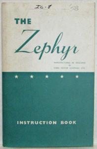 1958 Ford Zephyr Instruction Book Owners Manual