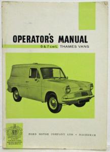 1964 Ford Thames Vans 5 & 7 CWT Owners Operators Manual