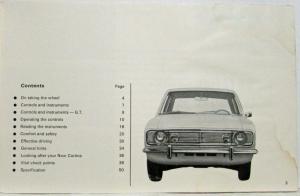 1968 Ford Cortina Owners Manual Red Car on Cover - North American Version
