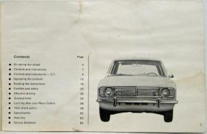 1968 Ford Cortina Owners Manual Blue Car on Cover - North American Version