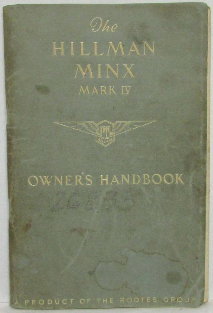 1950-1951 Hillman Minx Mark IV Owners Handbook Manual
