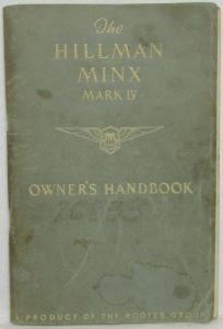 1950-1951 Hillman Minx Mark IV Owners Handbook Manual