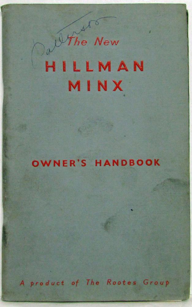 1956 Hillman Minx Owners Handbook Manual and Special Accessories Folder