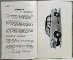1956 Hillman Minx Owners Handbook Manual and Special Accessories Folder
