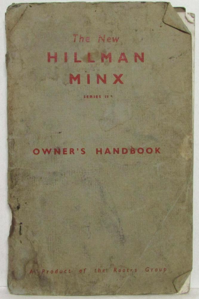 1958 Hillman Minx Series II Owners Handbook Manual