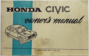 1976 Honda Civic Owners Manual