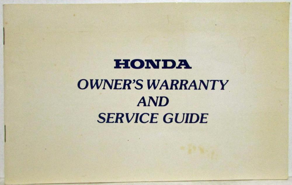 1976 Honda Owners Warranty and Service Guide - Canadian - English & French