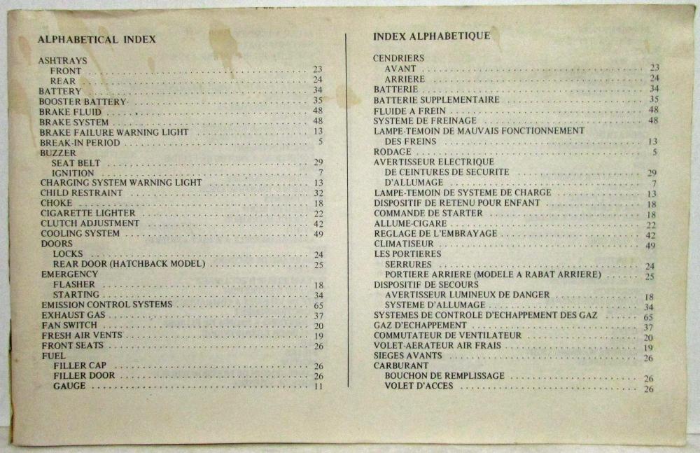 1976 Honda Civic Owners Manual - Canadian - English & French