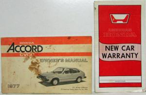 1977 Honda Accord CVCC Owners Manual with New Car Warranty Tri-fold