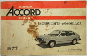 1977 Honda Accord CVCC Owners Manual with New Car Warranty Tri-fold