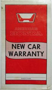 1977 Honda Accord CVCC Owners Manual with New Car Warranty Tri-fold