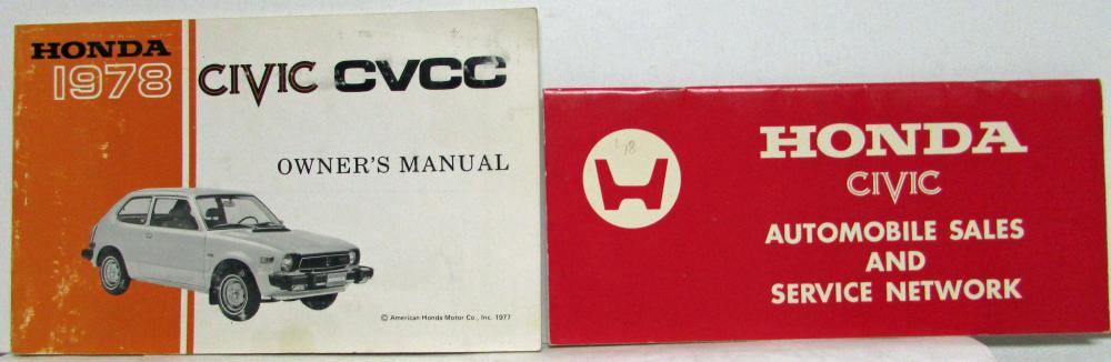 1978 Honda Civic CVCC Owners Manual with Sales and Service Directory
