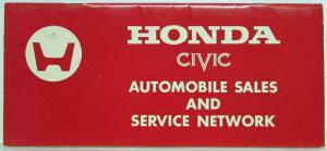 1978 Honda Civic CVCC Owners Manual with Sales and Service Directory