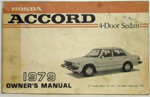 1979 Honda Accord 4-Door Sedan Owners Manual