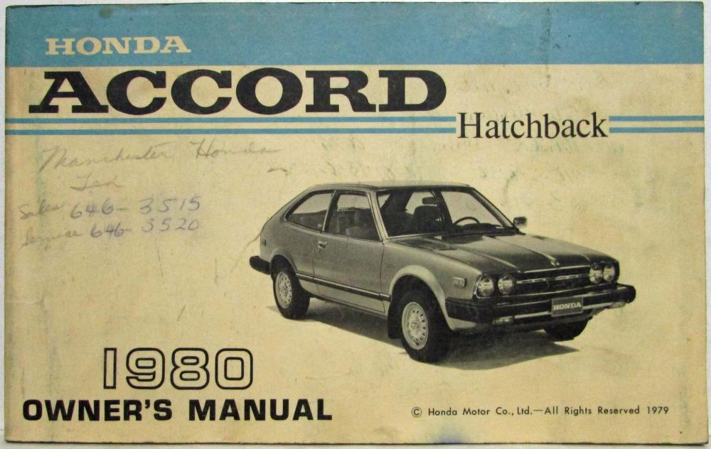 1980 Honda Accord Hatchback Owners Manual