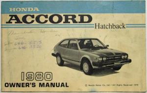 1980 Honda Accord Hatchback Owners Manual