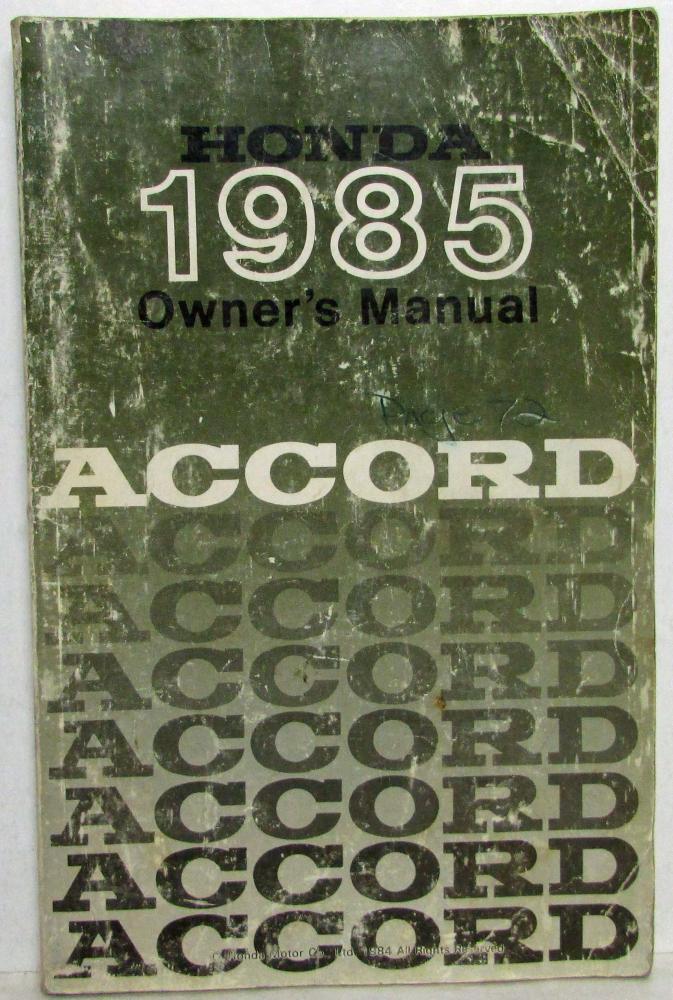 1985 Honda Accord Owners Manual
