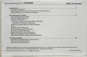 1994 Honda Warranty Information Manual