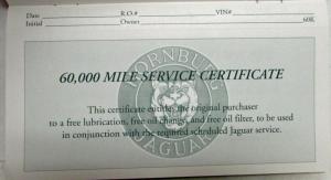 1992 Jaguar XJ Service Certificate Book from Hornburg Jaguar