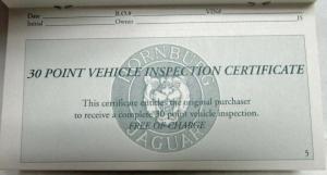 1992 Jaguar XJ Service Certificate Book from Hornburg Jaguar