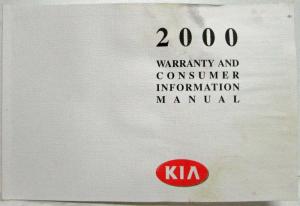 2000 Kia Sephia Owners Manuals in Plastic Pouch