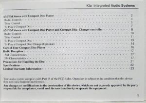 2000 Kia Sephia Owners Manuals in Plastic Pouch