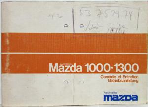 1974 Mazda 1000 1300 Owners Manual - French and German Text