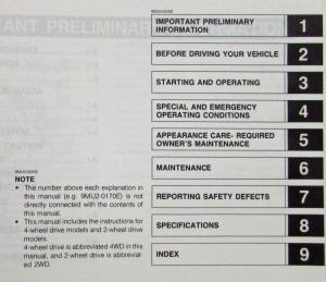 1991 Mazda MPV Owners Manual