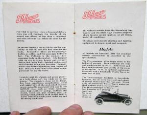1916 Pullman Touring Clover Leaf Roadster DeLuxe Coupe Sales Brochure