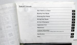 1995 Mazda MX-3 Owners Manual Care & Operation Instructions