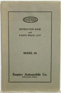 1916-1917 Empire Model 60 Instruction Book and Parts Price List