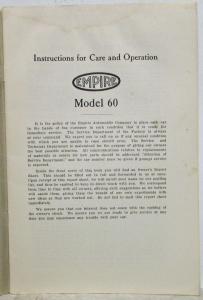 1916-1917 Empire Model 60 Instruction Book and Parts Price List