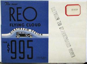 1932 REO Flying Cloud Airstream Design Sedan Coupe Sport Sales Brochure Folder