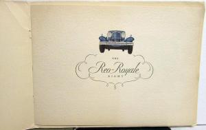 1932 REO Royale Eight Prestige Sales Brochure Suede Cover Original Rare