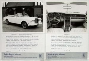1986 Rolls-Royce Press Kit - Corniche II Spur & Spirit Camargue Bentley Mulsanne