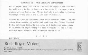 1986 Rolls-Royce Corniche II Press Photo and Release 0009