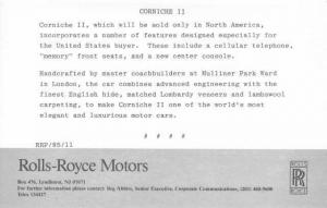 1986 Rolls-Royce Corniche II Interior Press Photo and Release 0010