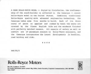 1986 Rolls-Royce Camargue Press Photo and Release 0013