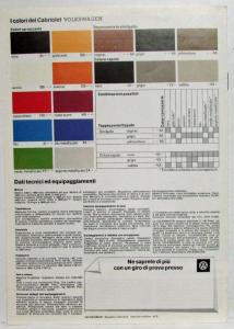 1976 Volkswagen VW Cabriolet Sales Brochure - Italian Text