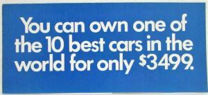 1976 Volkswagen VW Own One of the 10 Best Cars in the World $3499 Sales Mailer