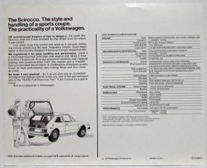 1976 Volkswagen VW Scirocco Spec Sheet