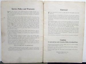 1925-1926 Overland Models 91 - 92 Operation and Care Owners Manual