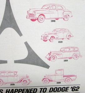 1962 Dodge Promotional Placemat Historical Look The Wheel Of Dodge Car Truck