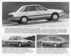 1985 Subaru 4-Door Sedans GL-10 and DL Press Photo 0054